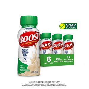 Boost Hi-Protein, Vanilla, Retail, 8 oz, 6/pk, 4 pk/cs (Minimum Expiry Lead is 90 days; Non-Returnable) (Continental US Only) (Nestle products cannot be sold online without Nestle's prior written permission) (Products cannot be sold on Amazon.com or any other 3rd party site)