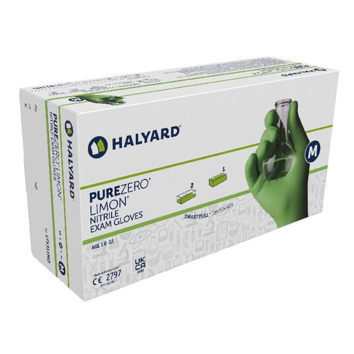 Halyard PUREZERO Limon Nitrile Glove, Standard, Green, Large, 200/bx, 10 bx/cs