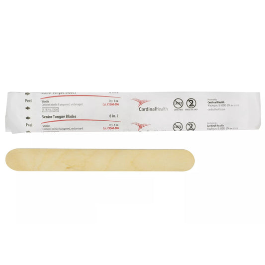Tongue Depressor, Senior/Adult, 6", Individually Wrapped, Sterile, 100/bx, 10 bx/cs (Continental US Only)