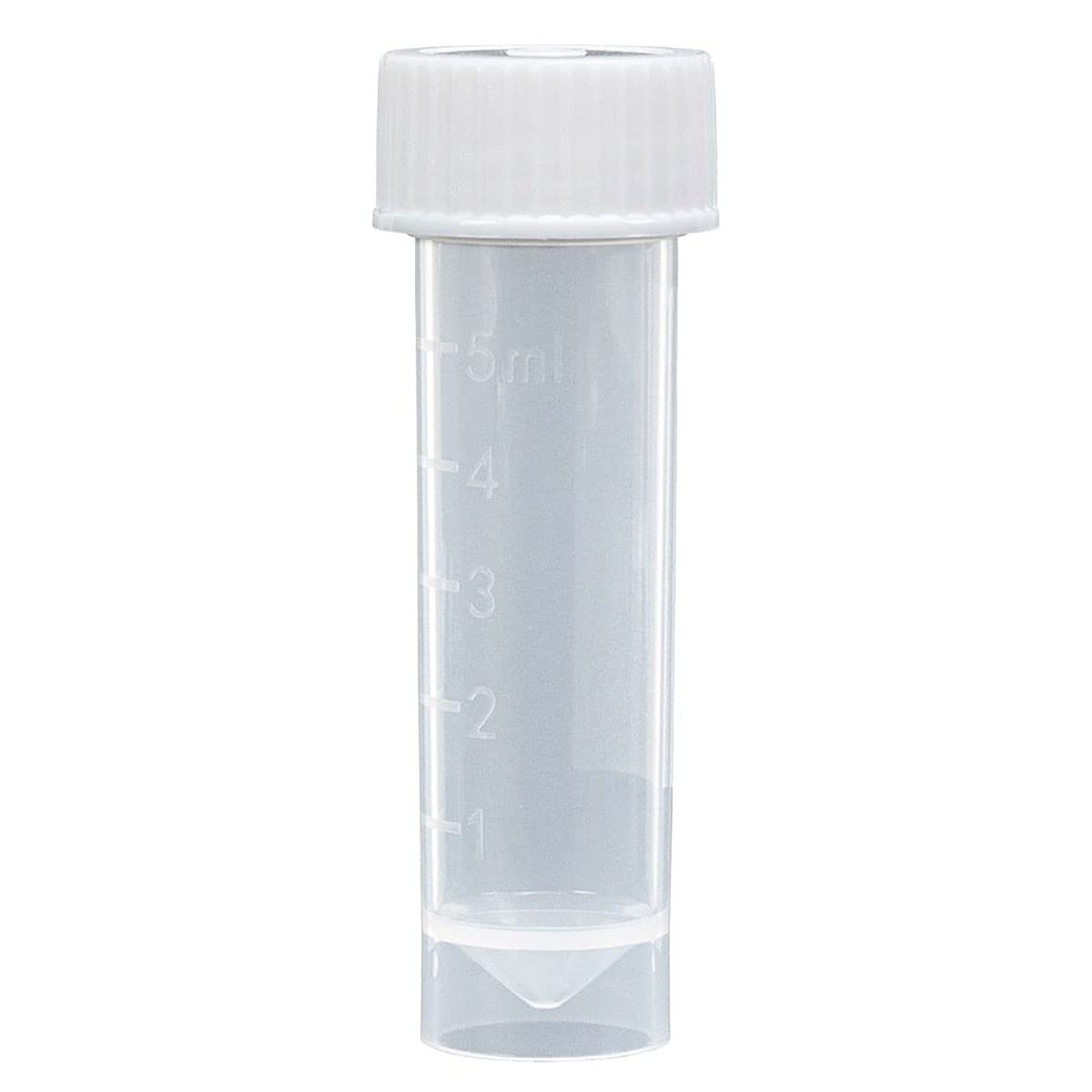 Transport Tube w/ Attached White Screw Cap, PP, 5 mL, Non-Sterile, 1000/cs