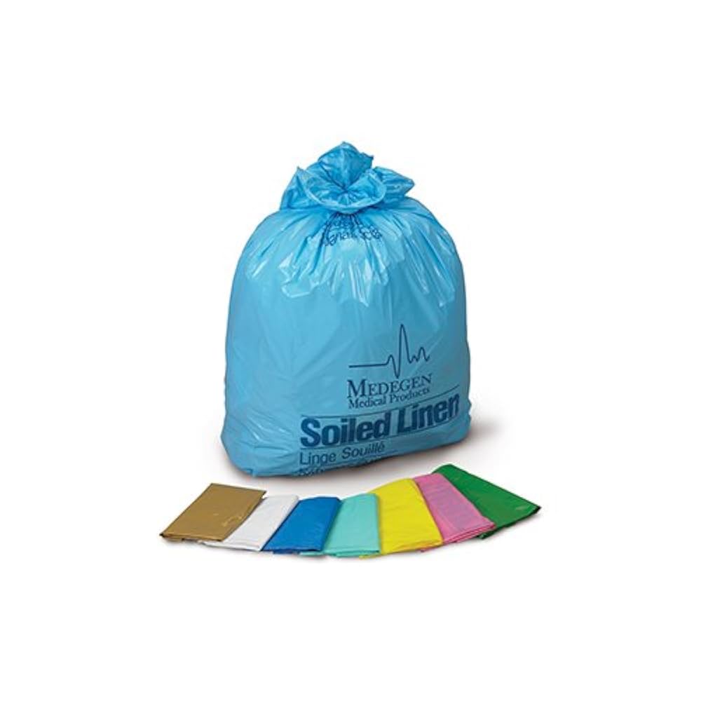 Laundry & Linen Bags, LLDPE Film, 25" x 34", Print: Infectious Linen, Color: Yellow/ Red, 1.1 Mil, 12-16 Gal, Flat Pack, 250/cs