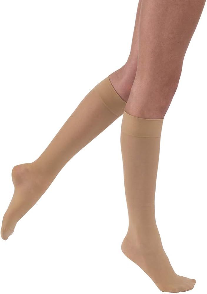 Compression Stocking, Knee High, 30-40 mmHG, Closed Toe, Petite, Natural, Medium (Continental US Only)