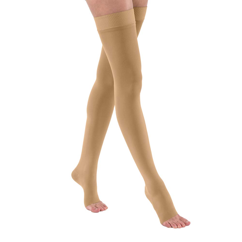 Compression Hose, Thigh High, 15-20 mmHG, Open Toe, Honey, Medium (Continental US Only)