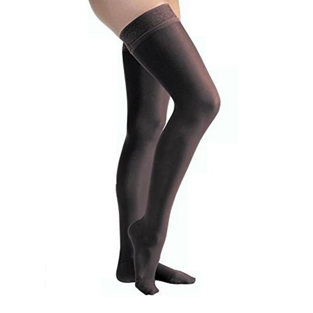 Compression Stocking, Thigh High, 15-20 mmHG, Closed Toe, Lace, Espresso, Medium (Continental US Only)