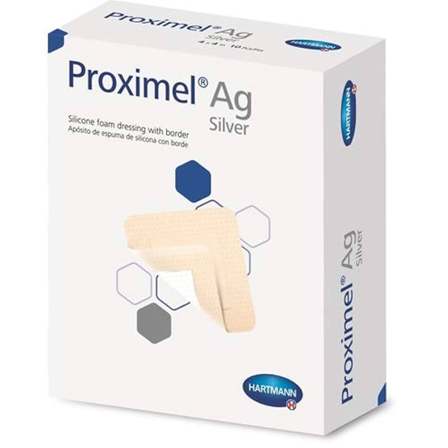Ag Silicone Foam Dressing with Border, 6" x 6", 5/bx, 10bx/cs