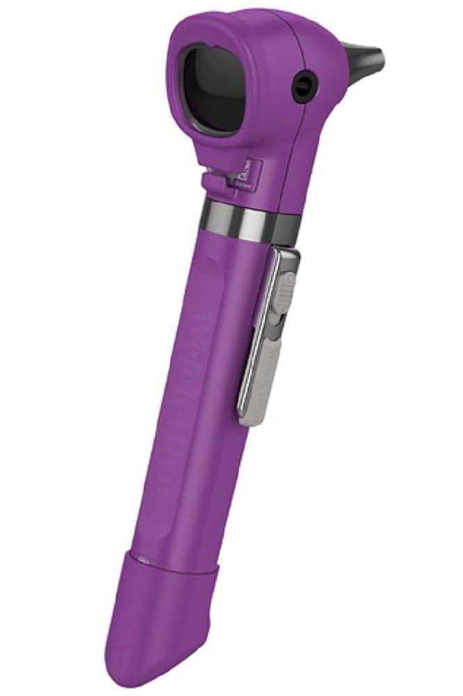 Pocket Otoscope with Soft Case, LED Fiber Optic, 3.5V, Purple (US Only)