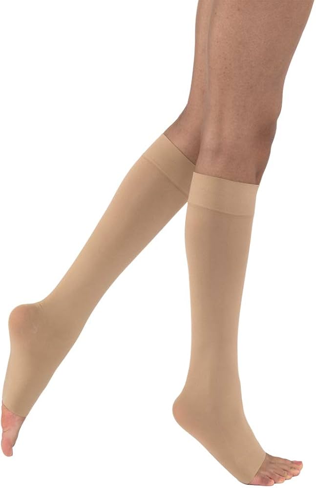 Compression Hose, Knee High, 20-30 mmHG, Open Toe, Petite, Natural, Small (Continental US Only)