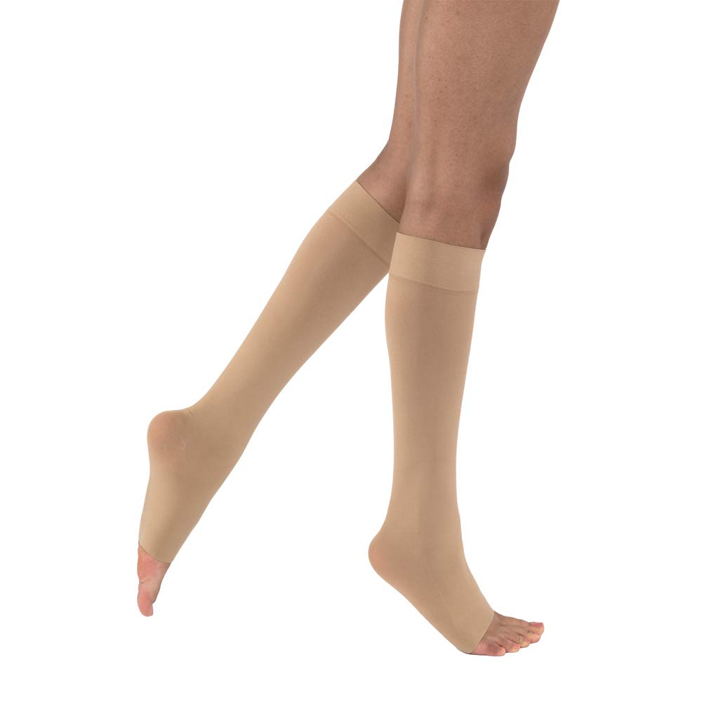 Compression Hose, Knee High, 20-30 mmHG, Open Toe, Natural, Large (Continental US Only)