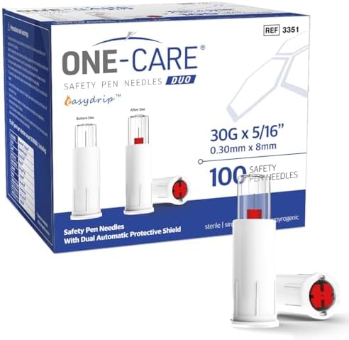 DUO Safety Pen Needles, 30G x 8mm, Orange, 100/bx
