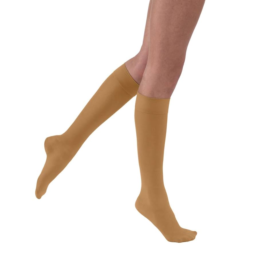 Compression Stocking, Knee High, 20-30 mmHG, Closed Toe, Petite, Suntan, Medium (Continental US Only)