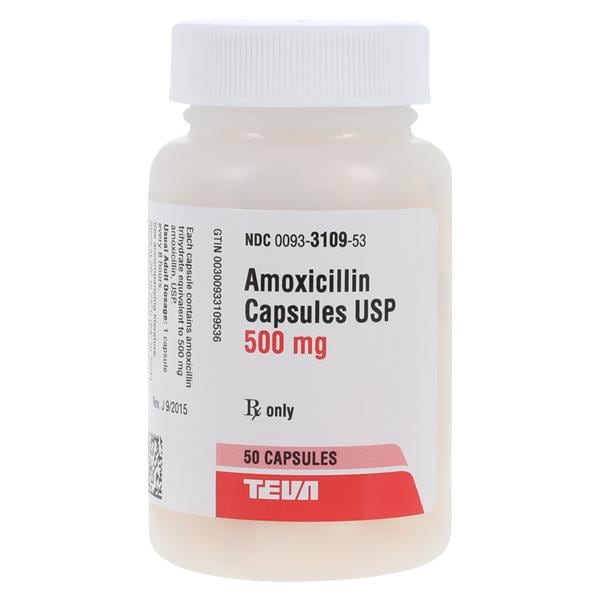 Amoxicillin Capsules, USP, 250mg, 500 Ct, (Rx) (US Only, Excluding IN and ND) (Product is Non-Returnable)