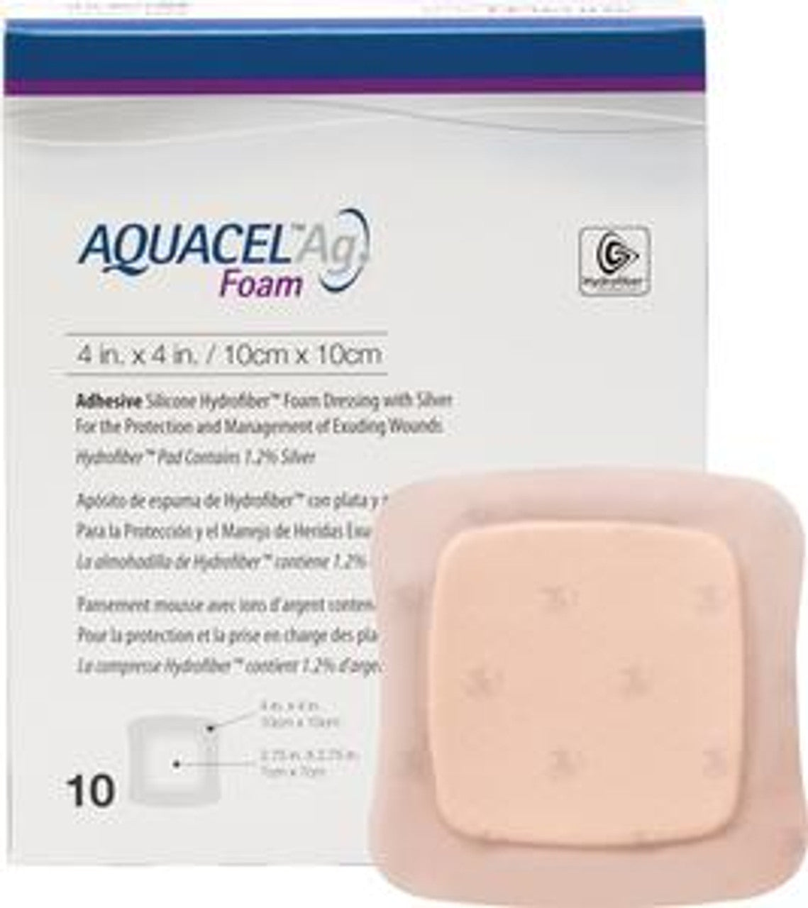 Ag Foam Dressing, Adhesive, 5" x 5", 10/bx (Continental US Only)