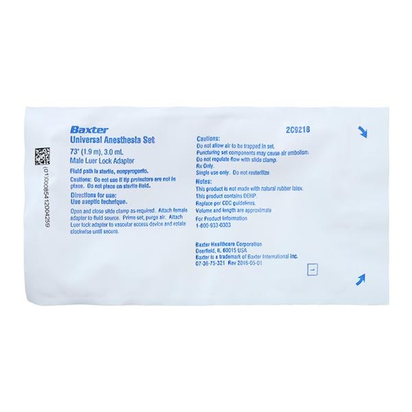 Anesthesia Set, Microbore, Universal, Male Luer Lock Adapter, 3.0 ml, 73" Length, Yellow Stripe, Non-Pyrogenic, Contains DEHP, Sterile Fluid Path, 60/cs (Rx) (Continental US Only) (Product Access Restricted. Check with your sales rep to verify eligibility) (Item on Manufacturer Allocation - Inventory Limited when Available)
