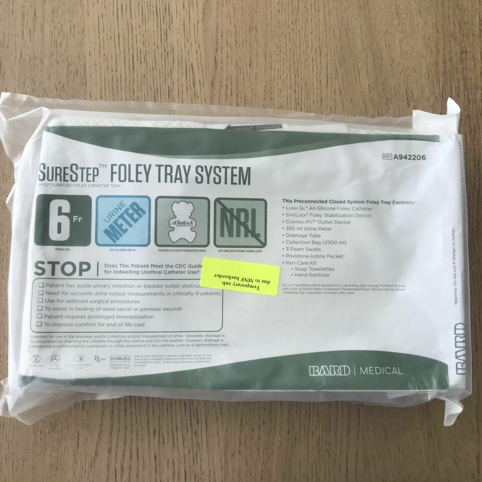Surestep Foley Tray, 6FR, Lubri-Sil Urine Meter, StatLock Stabilization Device, Pediatric, 10/cs (US Only)