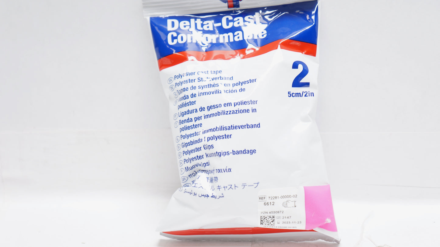 Delta-Cast Conformable Casting Tape, Polyester, 2" x 4 yd, Neon Pink, 10/bx (Continental US Only)