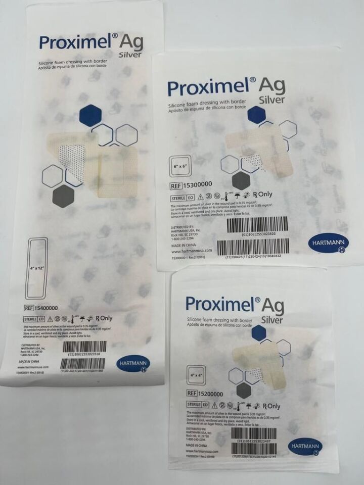 Silicone Foam Dressing with Border, 4" x 12", 5/bx, 6 bx/cs