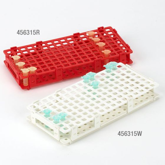 Snap Together Microtube Rack, 128 Places, Fits 1.5mL and 2.0mL Microtubes, 10.6" x 5" x 1.2", Blue