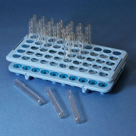 Grip Rack, Holds 50 Tubes, 10" x 5.5", Autoclavable, Blue