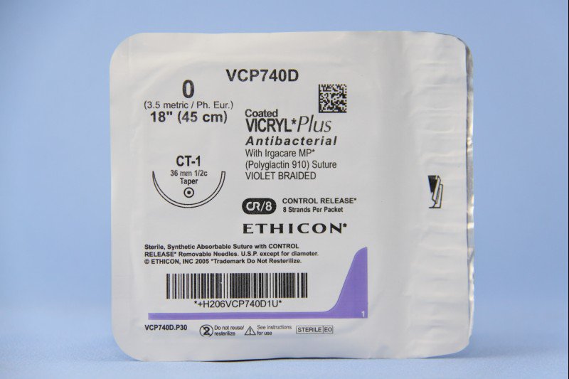 Suture, Taper Point, Size 0, 8-18", Violet Braided, Needle CT-1, _ Circle, 1 dz/bx (Continental US Only)