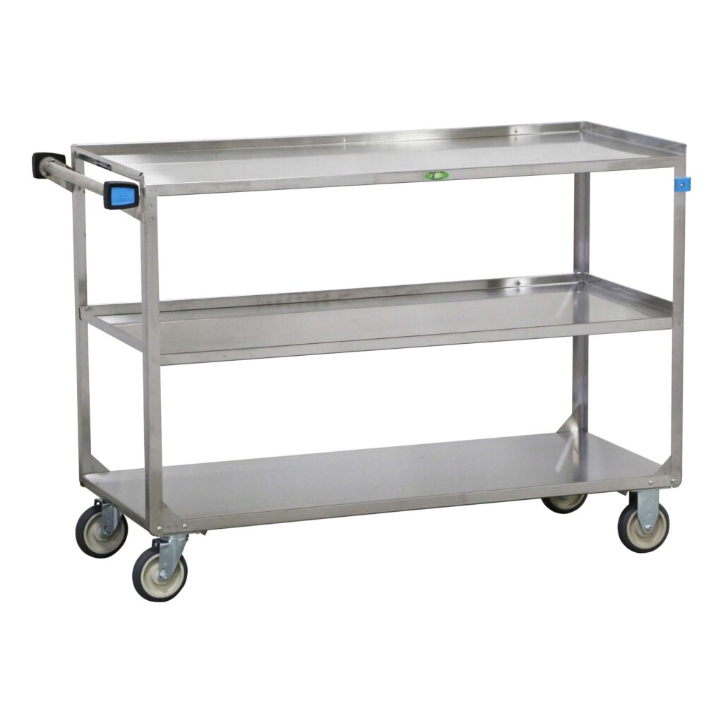 Medium Duty Cart, 2 Shelves, 22 3/8"W x 54 1/8"L x 37_"H, 500 lb Capacity, 5" Casters-2 Swivel/ 2 Fixed, 21" x 49" Shelf, 13 1/8" Clearance