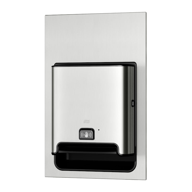 Tork Matic Hand Towel Dispenser, Recessed with Intuition Sensor, Stainless Steel, H1, Metal/Plastic, 27" x 18" x 8" (16 cs/plt)