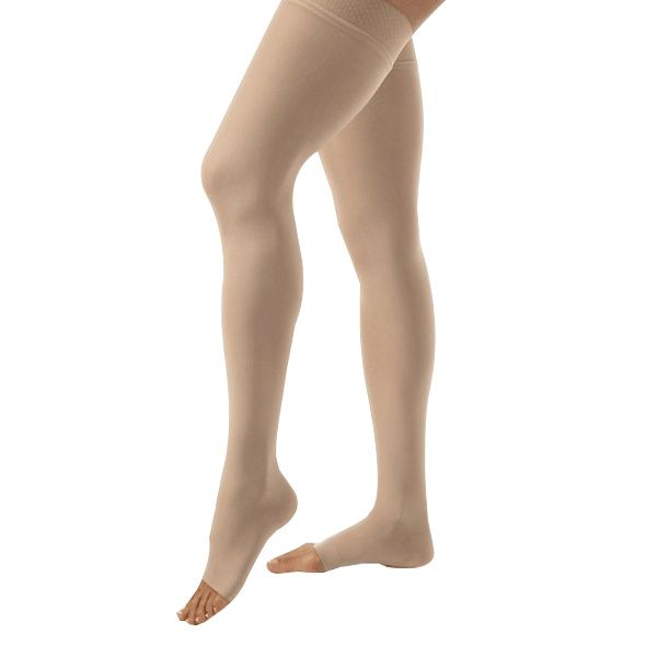 Compression Hose, Thigh High, 15-20 mmHG, Open Toe, Petite, Natural, Large (Continental US Only)