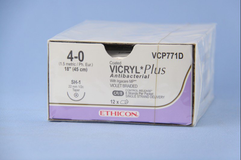 Suture, Taper Point, Size 4-0, 8-18", Violet Braided, Needle SH-1, _ Circle, 1 dz/bx (Continental US Only)