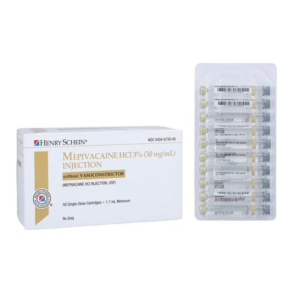 Mepivacaine HCl 3% Plain 1.7 mL 50/Bx, 20 BX/CA (02A0003)