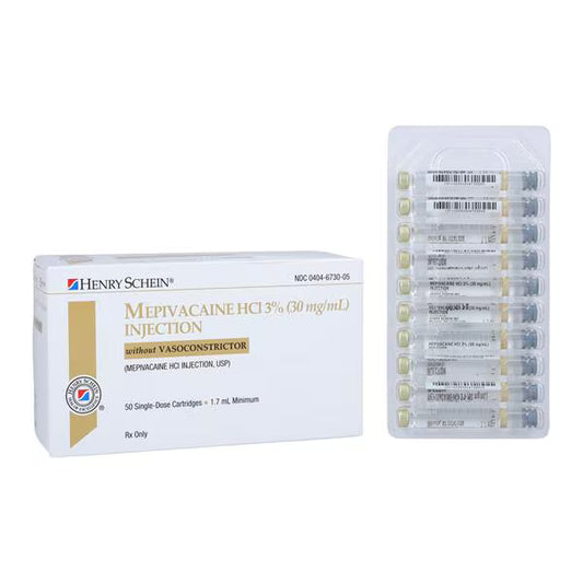Mepivacaine HCl 3% Plain 1.7 mL 50/Bx, 20 BX/CA (02A0003)