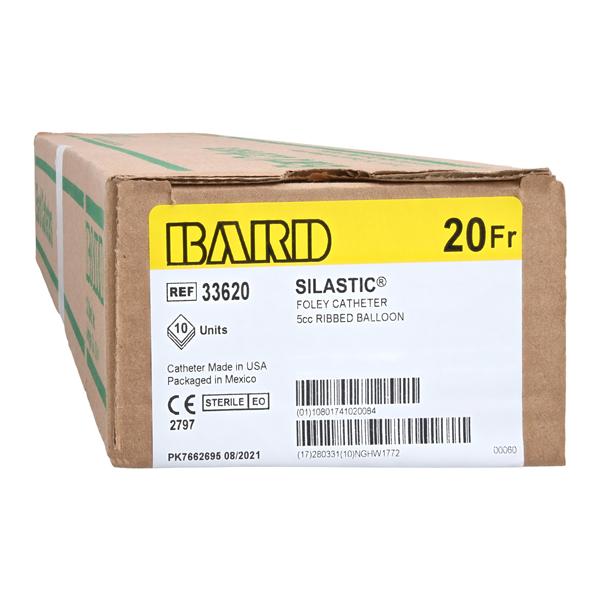 Silastic Foley Catheter, 2-Way, Specialty, Round Tip, Two Opposing Drainage Eyes, 20 FR, 5cc Balloon, 10/cs (US Only)