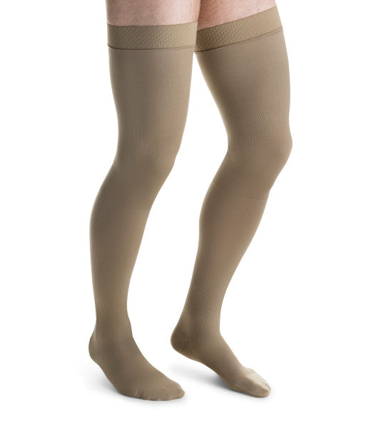 Compression Hose, Thigh High, 30-40 mmHG, Closed Toe, Khaki, Large (Continental US Only)