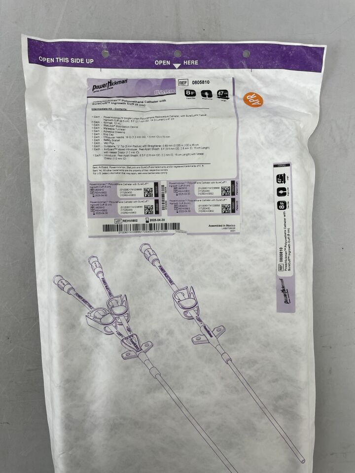 PowerHickman Catheter, 8.0FR, Single Lumen, Intermediate Tray, 5/cs (US Only)