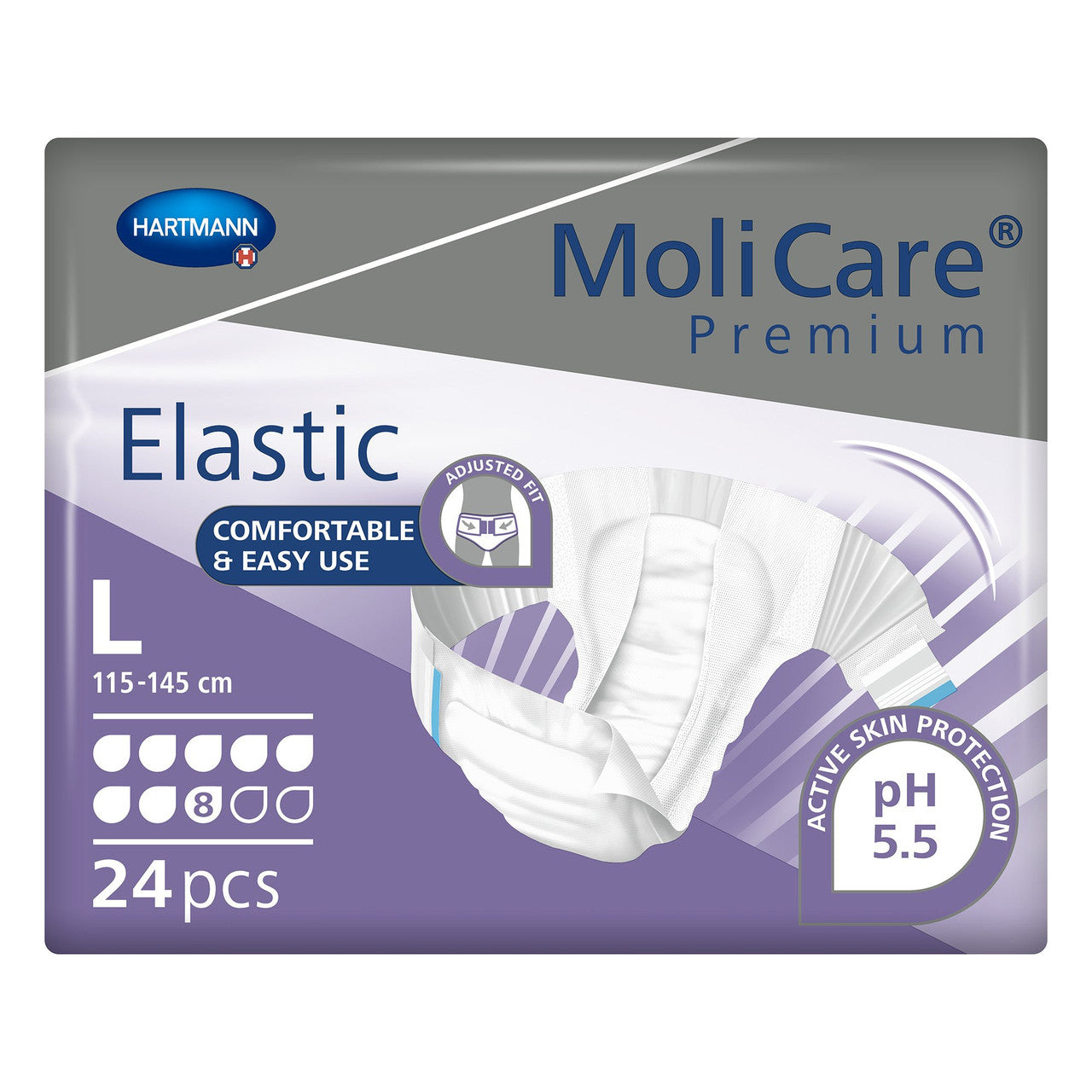 MoliCare Premium Elastic Brief, 8 Drops, Large, 24/pk, 3 pk/cs