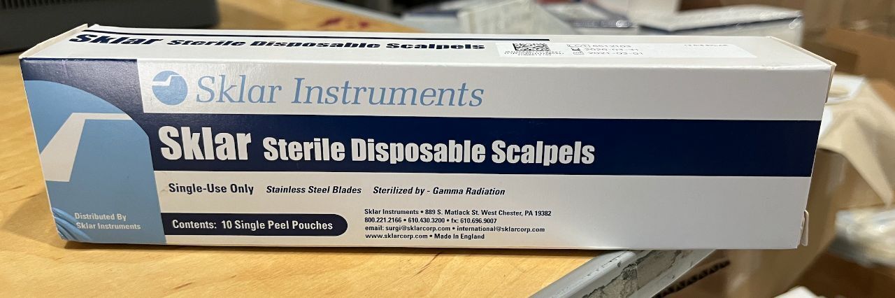 Scalpel Sklar No. 12, Stainless Steel/Plastic Classic Grip Handle, Sterile, Disposable, 10/bx