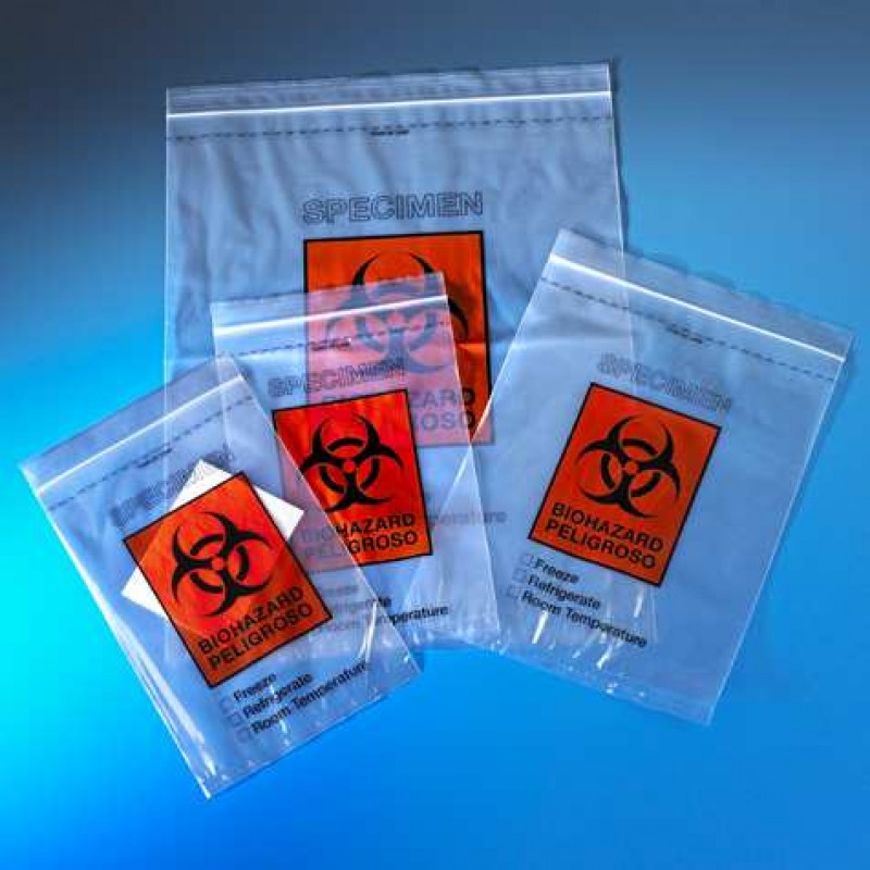 Specimen Transfer Bag, Score Line, Zip Closure, 12" x 15", 500/cs