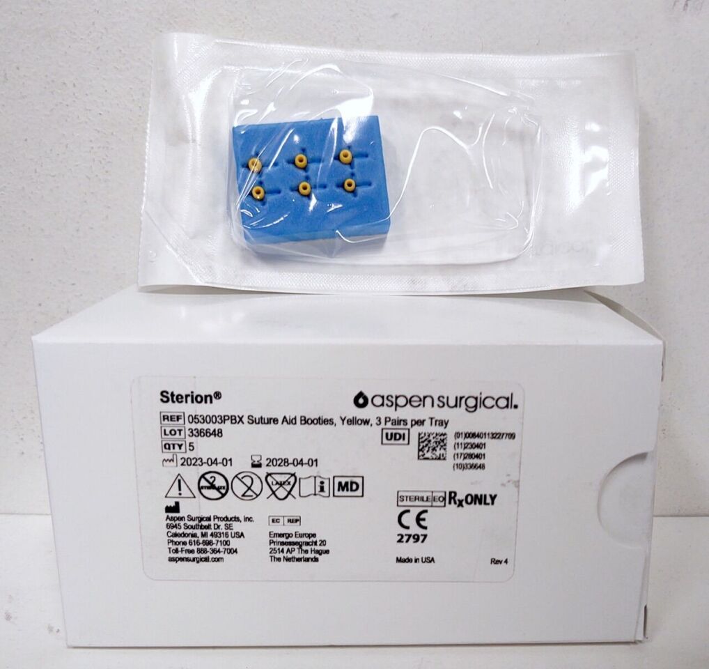 Suture Aid Booties, Yellow, Standard, Sterile, 3pr/try, 5try/bx (US Only) (Not Available For Sale into Canada)