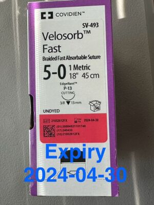Suture, Absorbable, Size 5-0, 18", Undyed, P-13 Needle, 36/bx (Continental US Only)