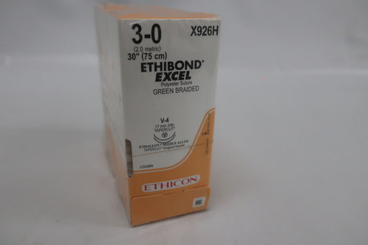 Suture, Tapercut, Size 3-0, 30", Green Braided, Needle V-4 V-4, 3/8 Circle, 3 dz/bx (Continental US Only)