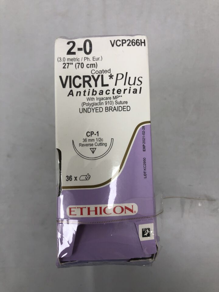 Suture, Reverse Cutting, Size 2-0, 27", Undyed Braided, Needle CP-1, _ Circle, 3 dz/bx (Continental US Only)