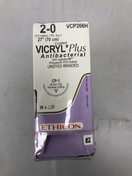 Suture, Reverse Cutting, Size 2-0, 27", Undyed Braided, Needle CP-1, _ Circle, 3 dz/bx (Continental US Only)