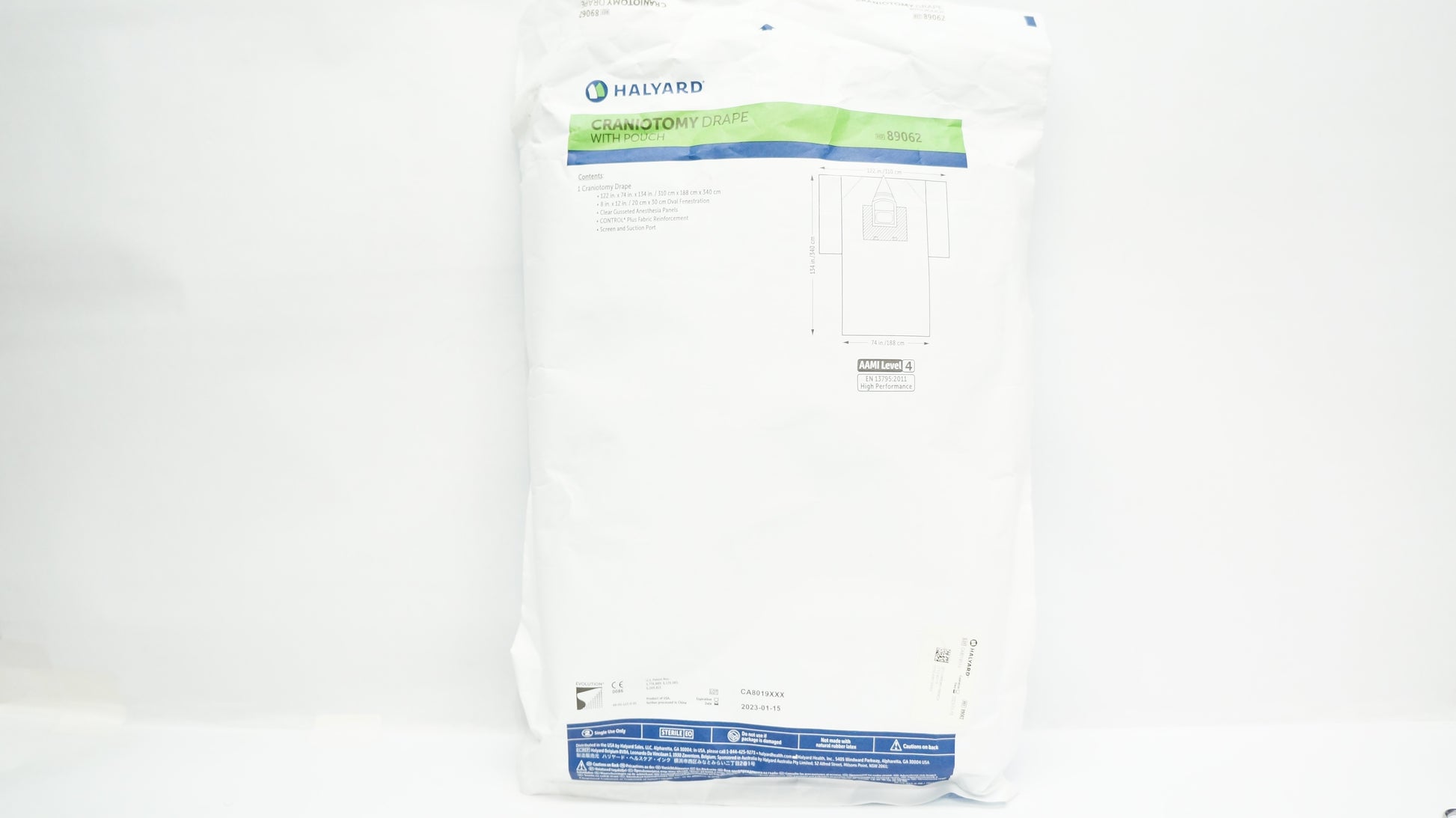 Craniotomy Drape with Pouch, 122" x 74" x 134", Sterile, 9/cs (US Only)