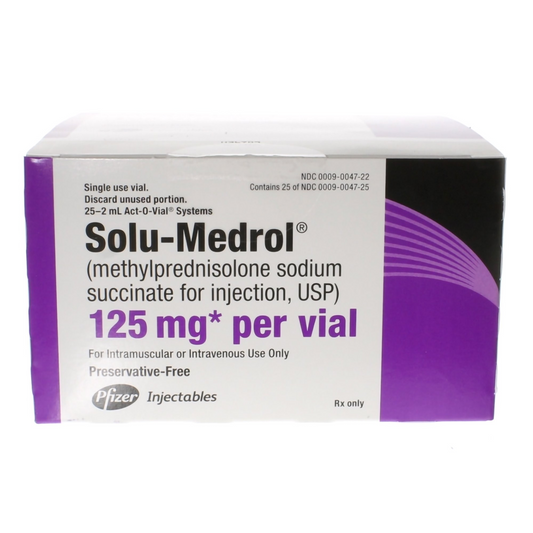 Solu-Medrol® Methylprednisolone Sodium Succinate, Preservative Free 125 mg / 2 mL Injection 2 mL, 25/pk (00009004722)