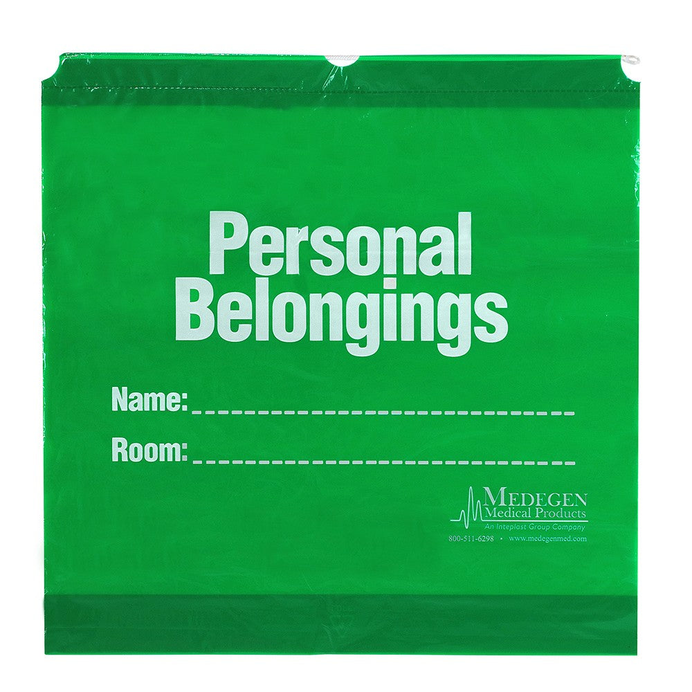 Patient Belongings Bag, 20" x 20" x 4", Drawstring Closure, Green/White, 25/pk, 10 pk/cs (To Be DISCONTINUED)