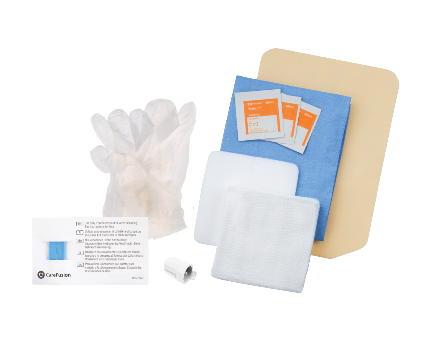 PeritX Procedure Pack, Includes: Blue Wrapping, (3) Alcohol Pads, (1) Pair of Gloves, Valve Cup, Blue Emergency Slide Clamp, (4) 4" x 4" Gauze Pads, Foam Catheter Pad and Self-Adhesive Dressing, 5/cs (Continental US Only) (Drop Ship Requires Pre-Approval)