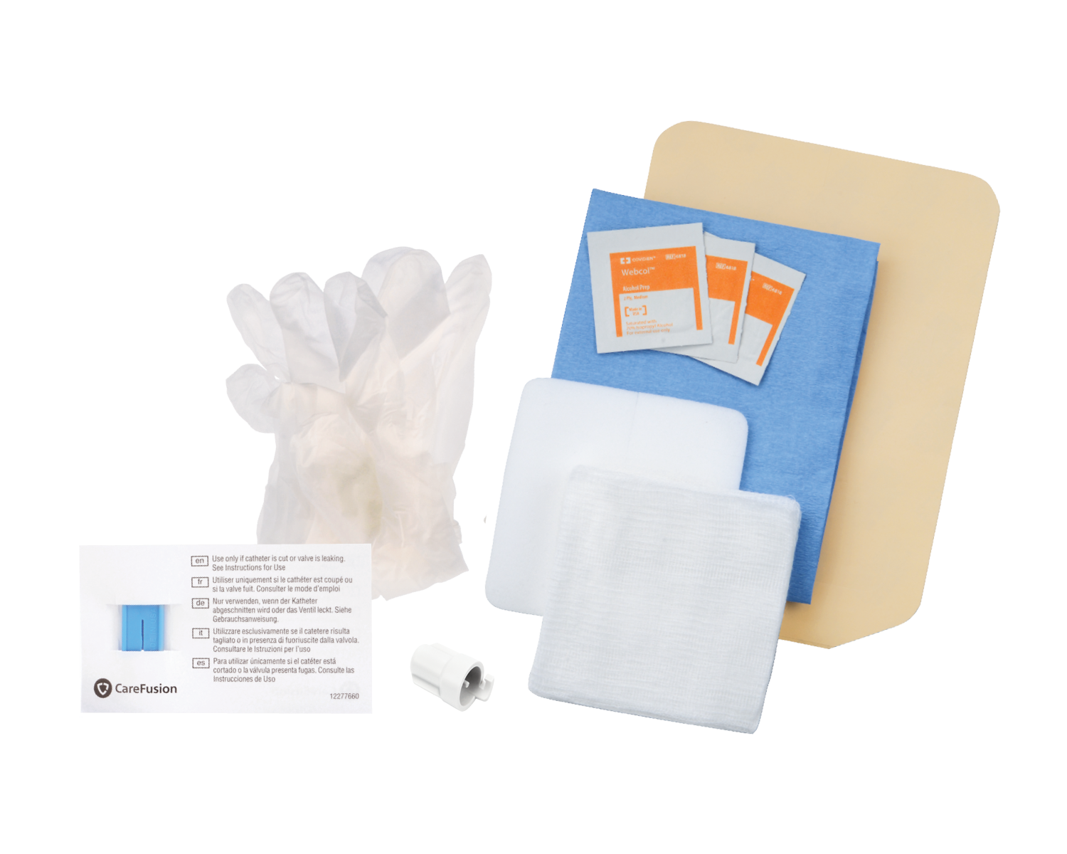 PeritX Procedure Pack, Includes: Blue Wrapping, (3) Alcohol Pads, (1) Pair of Gloves, Valve Cup, Blue Emergency Slide Clamp, (4) 4" x 4" Gauze Pads, Foam Catheter Pad and Self-Adhesive Dressing, 5/cs (Continental US Only) (Drop Ship Requires Pre-Approval)