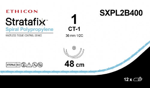 STRATAFIX Spiral Polypropylene Suture, Size 1, Undyed, 24 cm x 24 cm, CT-1, Bidirectional, Sterile, 12/bx (Continental US Only)