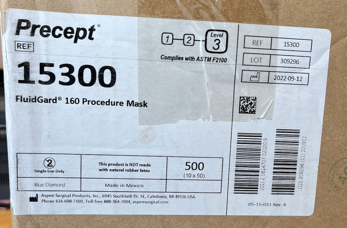 Mask, Procedure, FluidGard 160, Blue Diamond, 500/cs