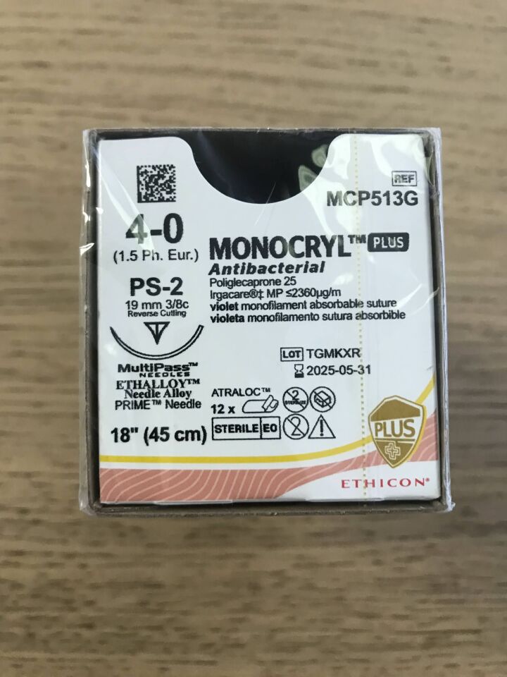 Suture, Precision Point Reverse Cutting, Size 4-0, 18", Violet Monofilament, Needle PS-2, 3/8 Circle, 1 dz/bx (Continental US Only)