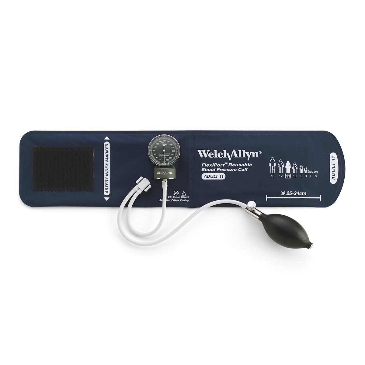 Tycos Pocket Aneroid Sphygmomanometer with DuraShock Gear Free, Super Shock Resistant Technology, Jewel Movement, Laser Engraved Dial, Lifetime Calibration Warranty, Premium Inflation Bulb & Valve, Zipper Case, Size 11 Adult, FlexiPort Reusable, 2-Tube Cuff (US Only)