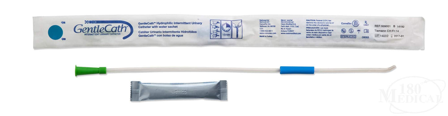 Urinary Catheter with Water Sachet, Tiemann, 14CH x 15.7", 30/bx (Continental US Only)
